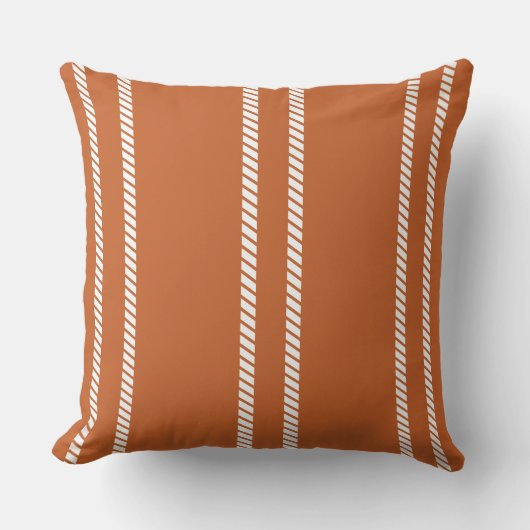 Classic Burnt Orange with Stripes Throw Pillow クッション (正面)