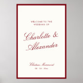 Classic Calligraphy Deep Red Old Money Wedding ポスター (正面)