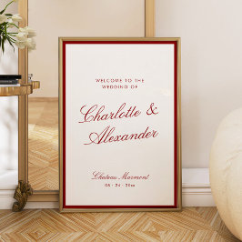 Classic Calligraphy Deep Red Old Money Wedding ポスター