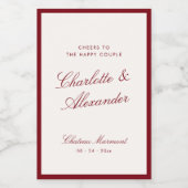 Classic Calligraphy Deep Red Old Money Wedding ワインラベル (シングルラベル)