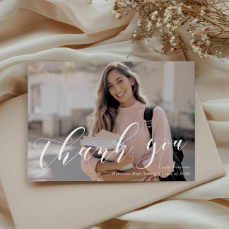 Classic Calligraphy Graduation Photo サンキューカード