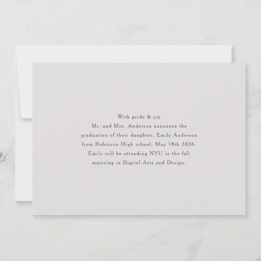 Classic Calligraphy Graduation Photo 案内状 (裏面)