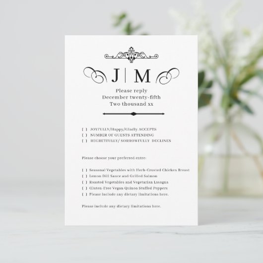 Classic Calligraphy Monogram Wedding RSVP (スタンド正面)