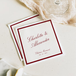 Classic Calligraphy Old Money Deep Red Wedding スタンダードカクテルナプキン