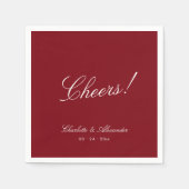 Classic Calligraphy Old Money Deep Red Wedding スタンダードカクテルナプキン (正面)