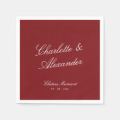 Classic Calligraphy Old Money Deep Red Wedding スタンダードカクテルナプキン (正面)