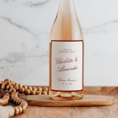 Classic Calligraphy Old Money Deep Red Wedding ワインラベル