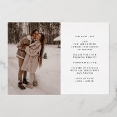 Classic Calligraphy Photo Wedding Save The Date 箔招待状 (裏面)