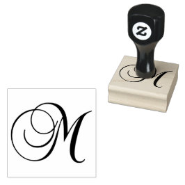 Classic Calligraphy Script Letter M Monogram ラバースタンプ