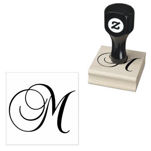 Classic Calligraphy Script Letter M Monogram ラバースタンプ (押印)