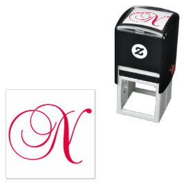 Classic Calligraphy Script Letter N Monogram セルフインキングスタンプ