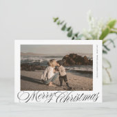 Classic Calligraphy Script Merry Christmas Photo シーズンカード (スタンド正面)