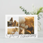 Classic Calligraphy Script Merry Christmas Photo シーズンカード (スタンド正面)
