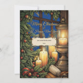Classic Candlelight Personalized Christmas Card   (正面)