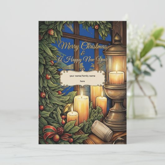 Classic Candlelight Personalized Christmas Card   (スタンド正面)