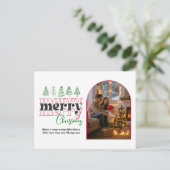 Classic Candy Cane Cozy Arch Photo Merry Christmas シーズンポストカード (スタンド正面)