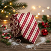 Classic Candy Cane Red & White Diagonal Striped ネクタイ