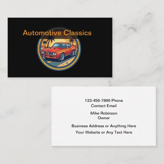 Classic Car Automotive Theme Business Cards 名刺 (正面/裏面)