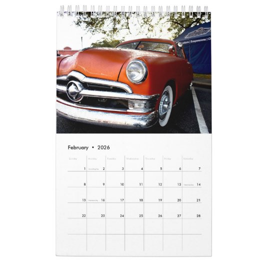 Classic Car Calendar カレンダー (2月 2026)