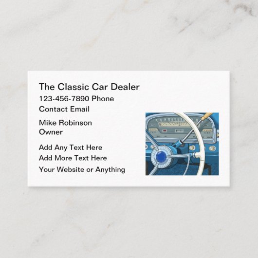 Classic Car Dealer Automobile Business Cards 名刺 (正面)