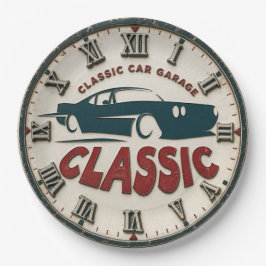 Classic Car Garage Vintage American Muscle Garage ペーパープレート
