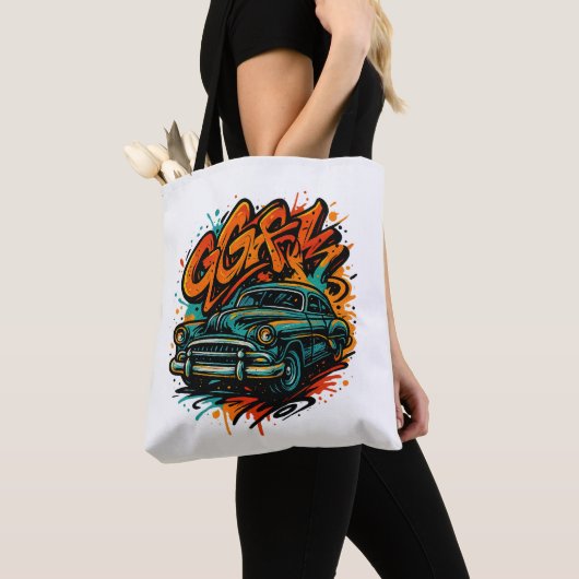 Classic Car Graffiti Tote Bag トートバッグ (クローズアップ)