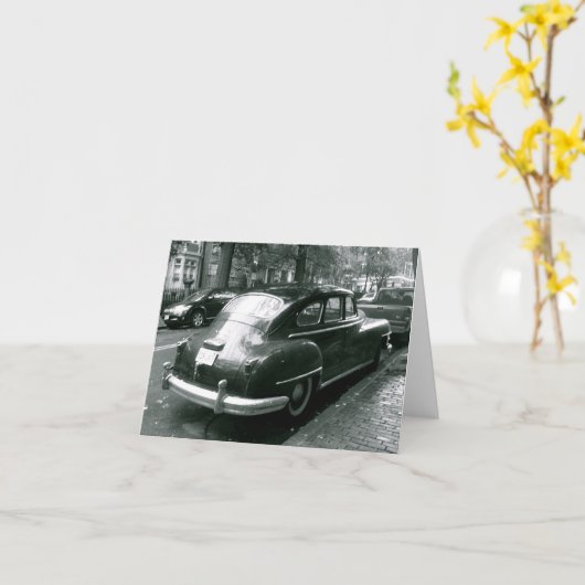 Classic car in Beacon Hill Photo Note Card カード (黄色い花)