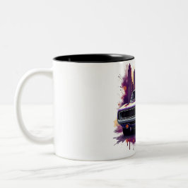 Classic Car Mug with Urban Sunset Graffiti Style ツートーンマグカップ