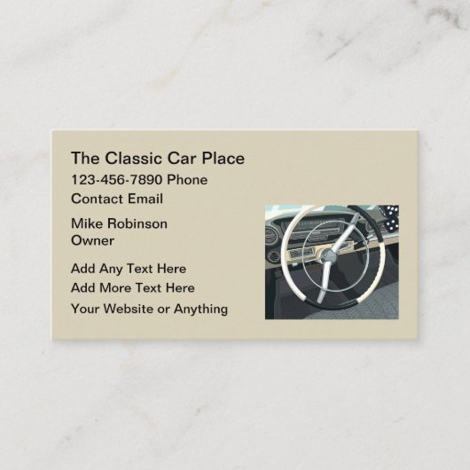 Classic Car Theme Automotive Business Cards 名刺 (正面)