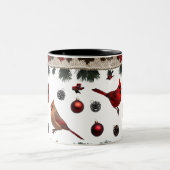 Classic Cardinal Birds Nordic Knit Two-Tone ツートーンマグカップ (中央)