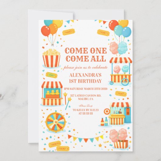 Classic Carnival Storybook Birthday 招待状 (正面)