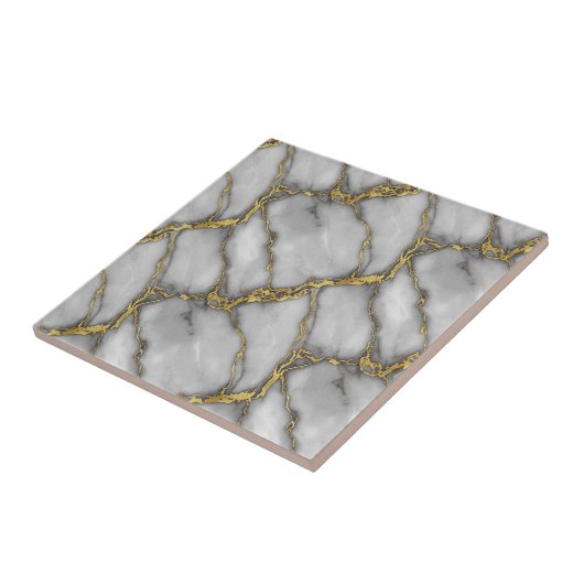 Classic Carrara Gold Marble Silver Black Plum タイル (側面)