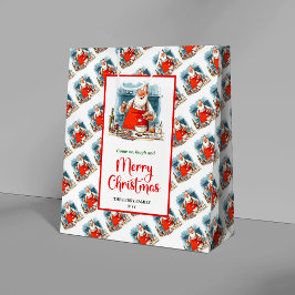 Classic Cartoon Santa Claus whimsical holiday  ミディアムペーパーバッグ