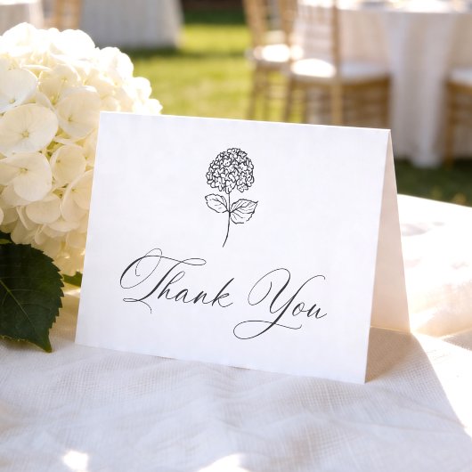 Classic Charcoal Hydrangea Photo Wedding サンキューカード