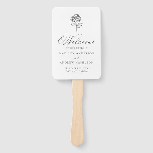 Classic Charcoal Hydrangea Wedding Program ハンドファン (正面)