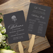 Classic Charcoal Hydrangea Wedding Program ハンドファン