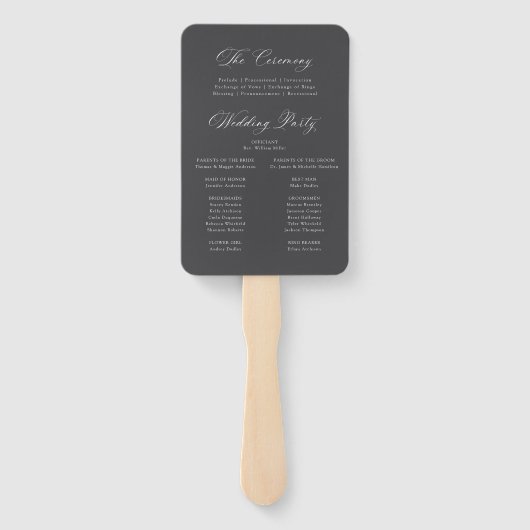 Classic Charcoal Hydrangea Wedding Program ハンドファン (裏面)