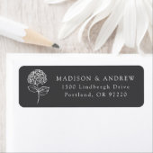 Classic Charcoal Hydrangea Wedding Return Address ラベル (インサイチュ)