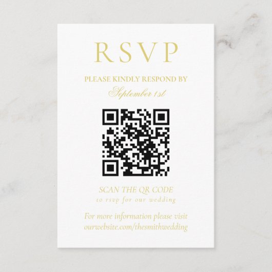 Classic Chartreuse Minimalist Wedding QR Code 出欠カード (正面)