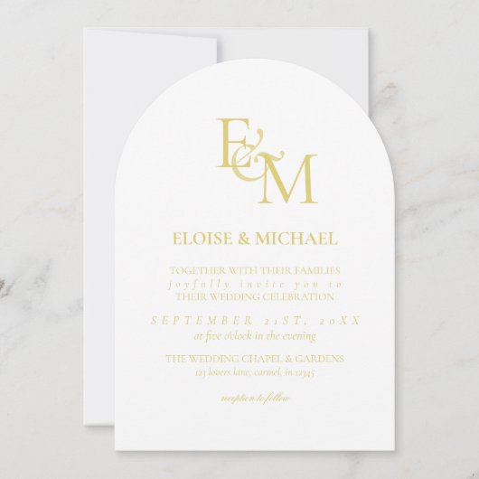 Classic Chartreuse Monogram Minimalist Wedding 招待状 (正面)