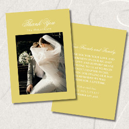 Classic Chartreuse Wedding Photo Thank You Card サンキューカード