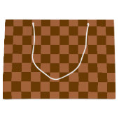 Classic Checkered Pattern: Brown and Tan Square ラージペーパーバッグ (正面)
