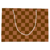 Classic Checkered Pattern: Brown and Tan Square ラージペーパーバッグ (裏面)