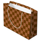 Classic Checkered Pattern: Brown and Tan Square ラージペーパーバッグ (裏面アングル)