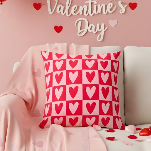 Classic Cherry Red Hearts Valentine Gift クッション