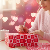 Classic Cherry Red Hearts Valentine Gift ラッピングペーパー
