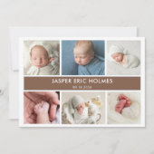 Classic Chic Baby Photo Collage Announcement Card 招待状 (正面)
