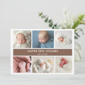 Classic Chic Baby Photo Collage Announcement Card 招待状 (スタンド正面)
