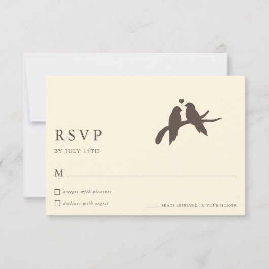 Classic Chic Birds Ivory Formal Wedding RSVP Cards (正面)