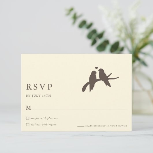 Classic Chic Birds Ivory Formal Wedding RSVP Cards (スタンド正面)